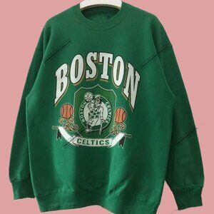 Vtg 90s Boston Basketball Crewneck Sweatshirt, Basketball Crewneck Sweatshirt